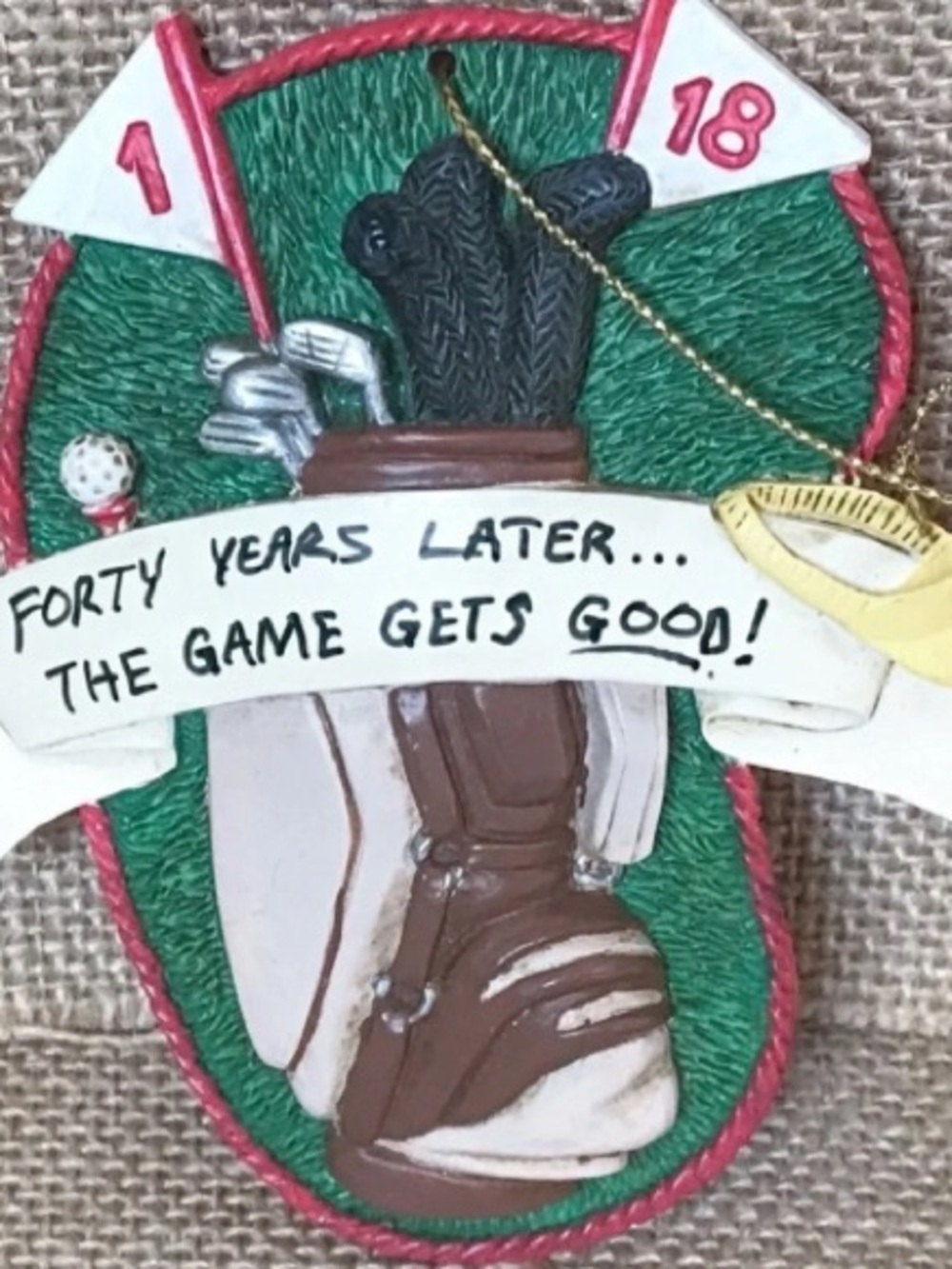 Forty Years Later Golf Ornament - Green, Brown, White
